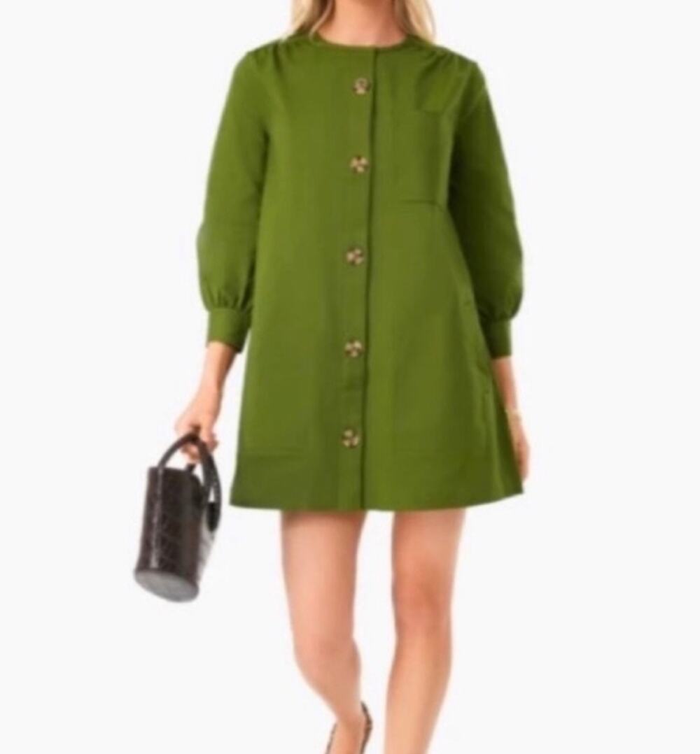 Tuckernuck Olive Green Button-Front Mini Dress